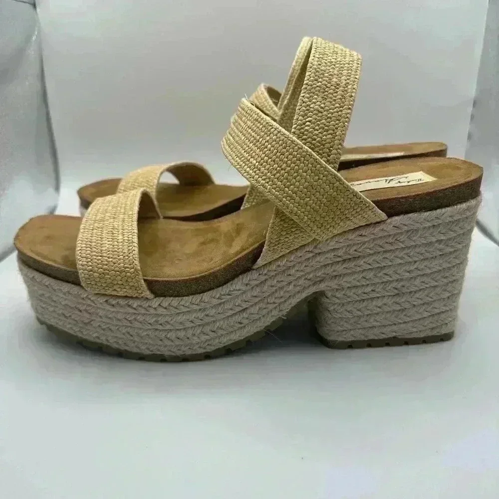 Vintage Havana Harlow Women 8.5 Sandals Chunky Heels Platform Espadrille Block